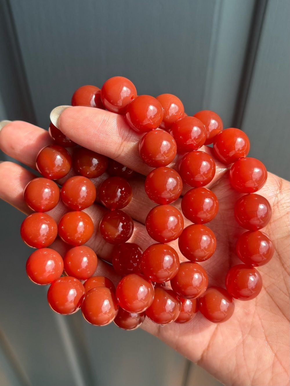 Jumbo Carnelian Crystal Bracelet 14mm - Picture 7 of 9